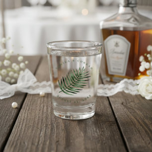Üppiges Palmenblatt Hochzeit Moosgrün ID956 Schnapsglas