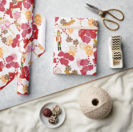 Üppiges rotes Nussknacker-Gewürz Botanical Geschenkpapier
