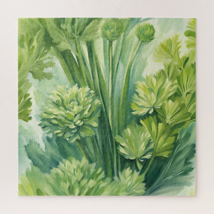 Üppiges Selleriegrün Botanisches Muster Puzzle