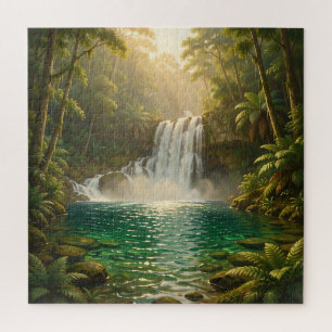 Üppiges tropisches Wasserfall-Dschungelparadies Puzzle