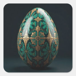 Üppiges und lebendiges grünes Osterei Quadratischer Aufkleber
