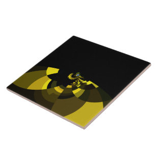 Üppiges Vektormotiv Jet Black und Gold Kunstprint Fliese