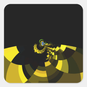 Üppiges Vektormotiv Jet Black und Gold Kunstprint Quadratischer Aufkleber
