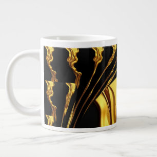 Üppiges Wirbel Flüssiggold Schwarz Monochromes Des Jumbo-Tasse