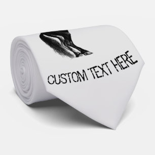 Upright Black Wild Horse Neck Tie Custom Text Krawatte