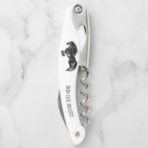 Upright Wild Horse Custom Text Waiter's Corkschrau Kellnermesser