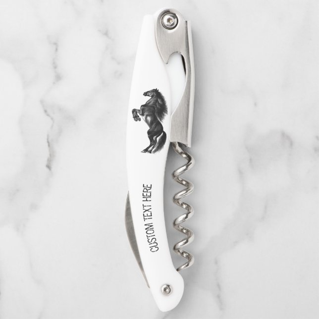 Upright Wild Horse Custom Text Waiter's Corkschrau Kellnermesser (Rückseite)