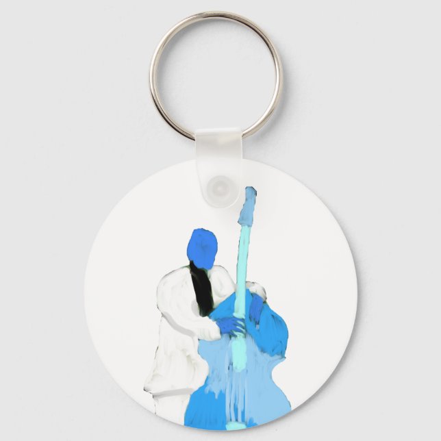 uprightbassplayerBlueWhiteversion Schlüsselanhänger (Vorderseite)