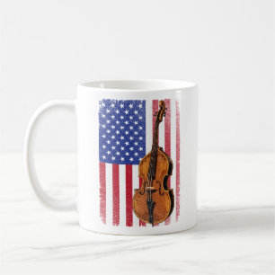Upriobass American Flag Patriotic Double Bass Kaffeetasse