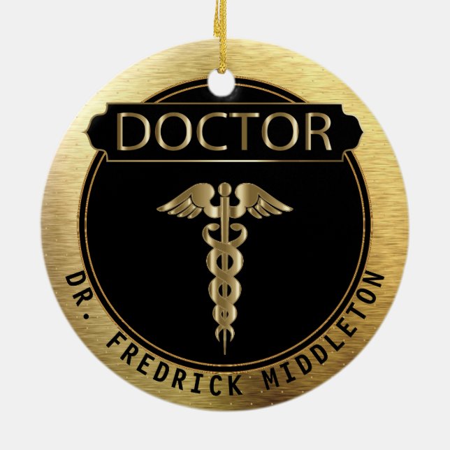 👨 ⚕️ - UpScale Black and Gold Keramik Ornament (Hinten)