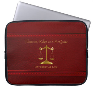 Upscale Deep Red Leather - ⚖ Laptopschutzhülle