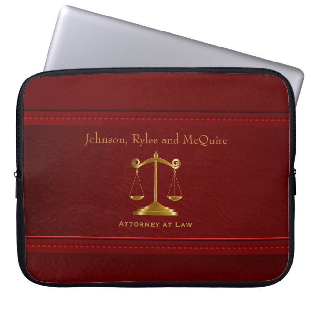 Upscale Deep Red Leather - ⚖ Laptopschutzhülle (Vorderseite)
