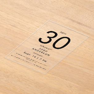 Upscale Dirty 30 Let's Party Birthday Acryleinladungen