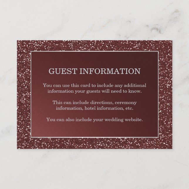 Upscale Marsala Glitzer Look Wedding Guest Insert (Vorderseite)