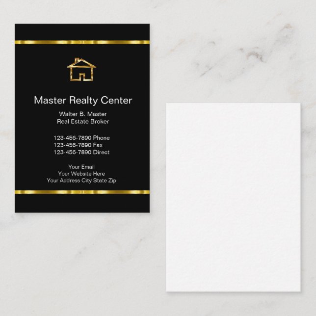 Upscale Real Anwesen Broker Vertical Business Card Visitenkarte (Vorne/Hinten)