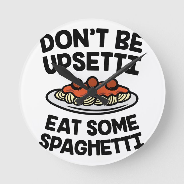 Upsetti Spaghettis Runde Wanduhr (Vorderseite)