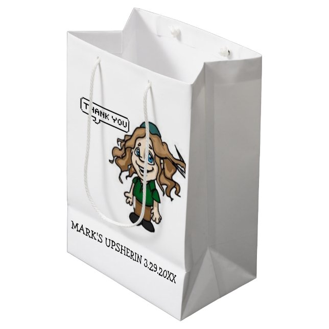 Upsherin Crafts Party liefert Geschenktaschen Mittlere Geschenktüte (Vorderseite Schrägansicht)