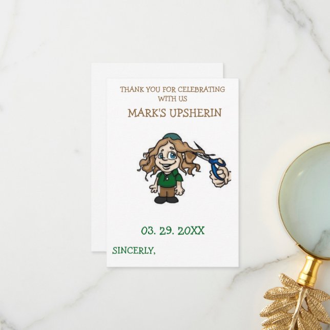 Upsherin Danke, dass du Cards grüßst Dankeskarte (Vorderseite/Rückseite Beispiel)