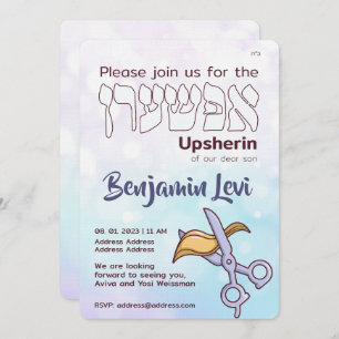 Upsherin First Haircut Jüdischer Junge 3. Geburtst Einladung