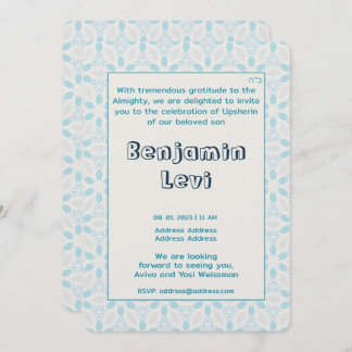 Upsherin First Haircut Jüdischer Junge 3. Geburtst Einladung