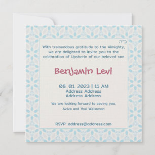 Upsherin First Haircut Jüdischer Junge 3. Geburtst Einladung