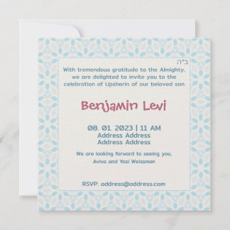 Upsherin First Haircut Jüdischer Junge 3. Geburtst Einladung