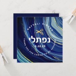 Upsherin Watercolor & Glitzer mit hebräischem Name Einladung
