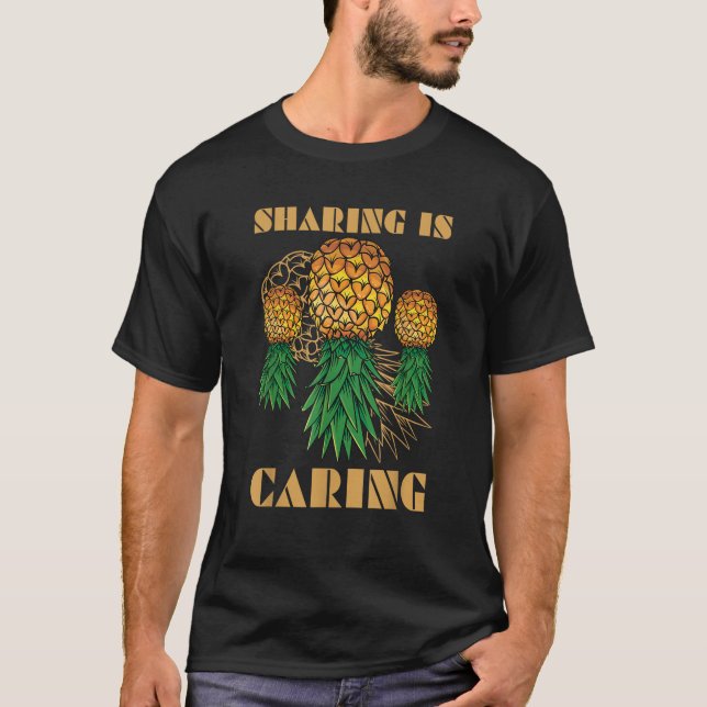 Upside-down Ananas Sharing ist Kümmern Hawaii Summ T-Shirt (Vorderseite)