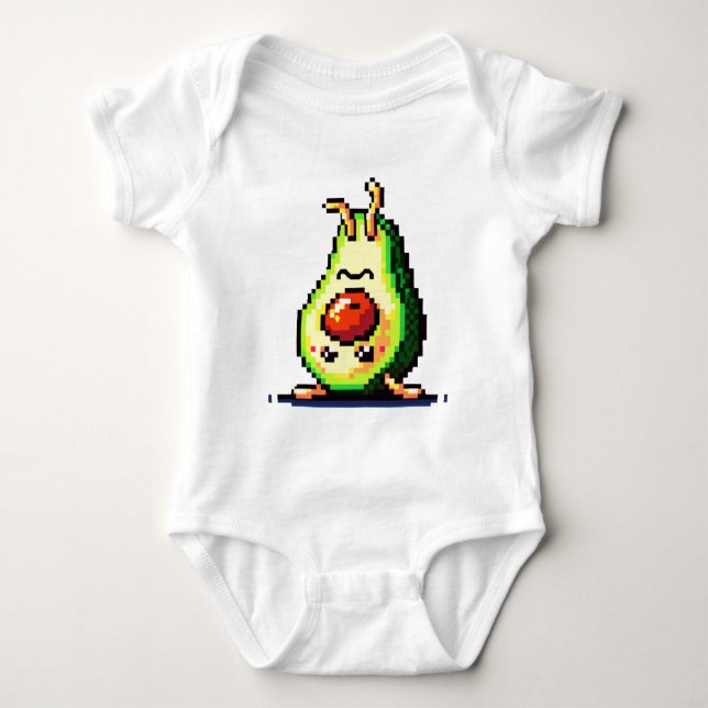 Upside-Down Avocado - Funny Pixel Art Food Design Baby Strampler (Vorderseite)