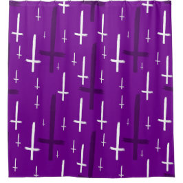 upside down inverted cross purple duschvorhang