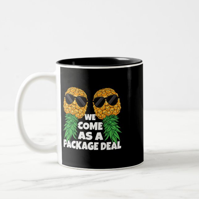 Upside Down Pineaple Swinger Couple Paket Deal Zweifarbige Tasse (Links)