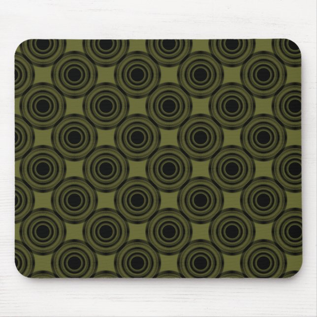 Uptown Trendy Circles Mousepad, Olive Green Mousepad (Vorne)