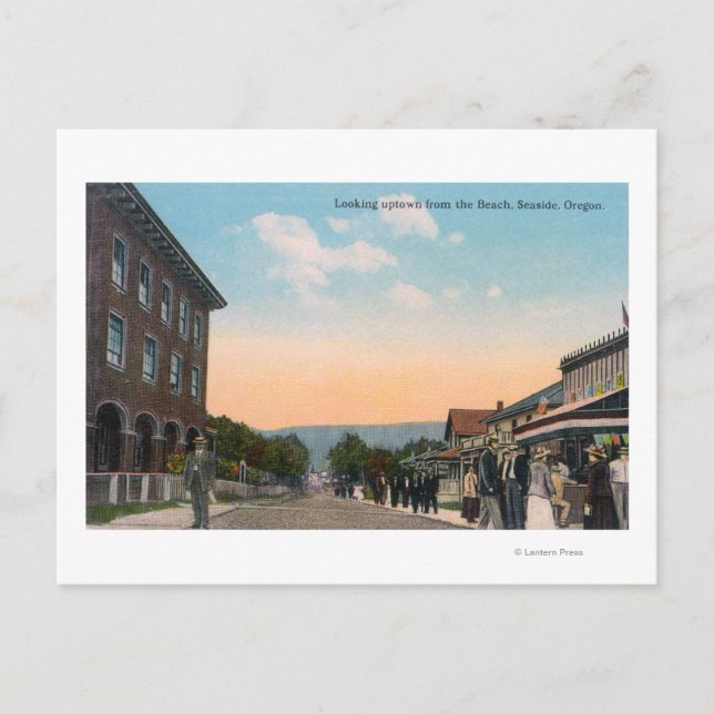 Uptown View vom StrandSeaside, OR Postkarte (Vorderseite)