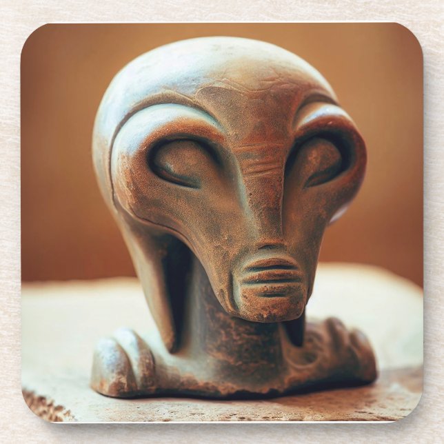 Uralte Alien Statue Getränkeuntersetzer (Vorderseite)