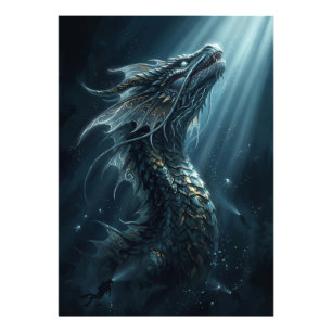 Uralter biolumineszenter Seedrache - Mythische Tie Fotodruck
