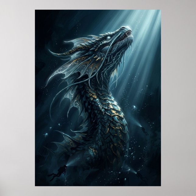 Uralter biolumineszenter Seedrache - Mythische Tie Poster (Vorne)