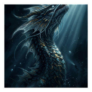 Uralter leuchtender Seedrache - Mythische Tiefe Poster