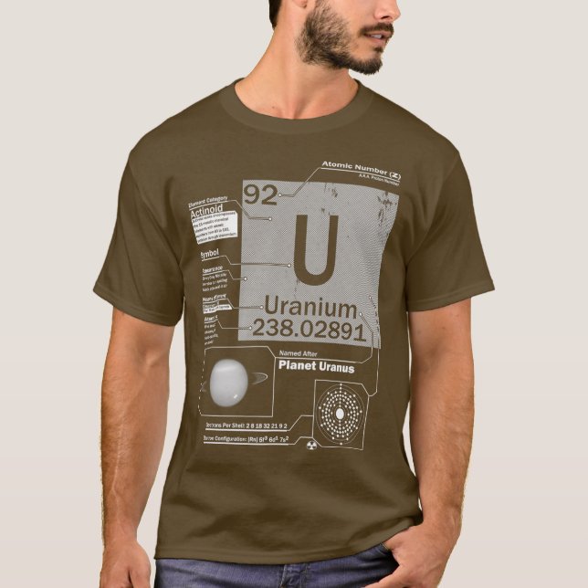 Uran U Element Atomnummer 92 Wissenschaft T-Shirt (Vorderseite)