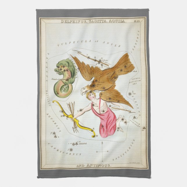 Urania-Spiegel, Vintage Astronomie-Himmelskarte Geschirrtuch (Vertikal)