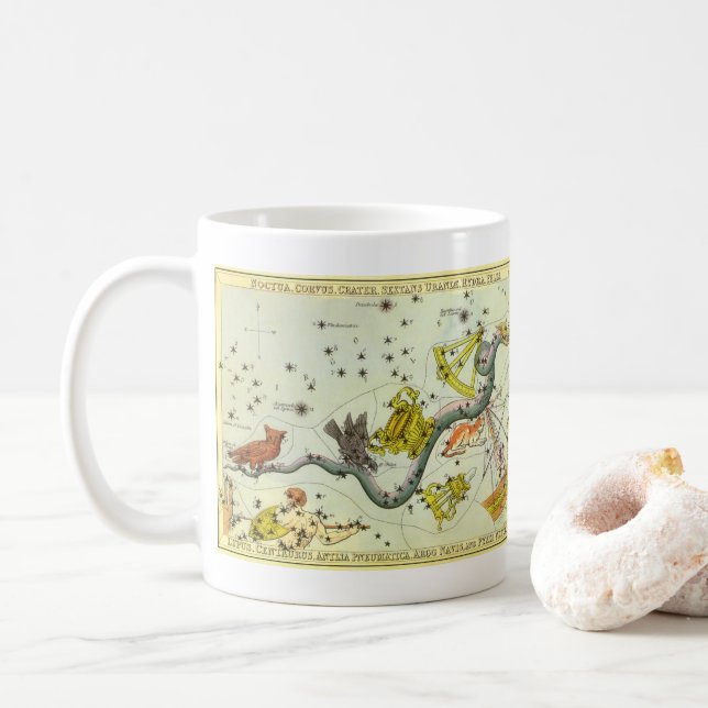 Urania-Spiegel, Vintage Astronomie-Himmelskarte Kaffeetasse (Mit Donut)