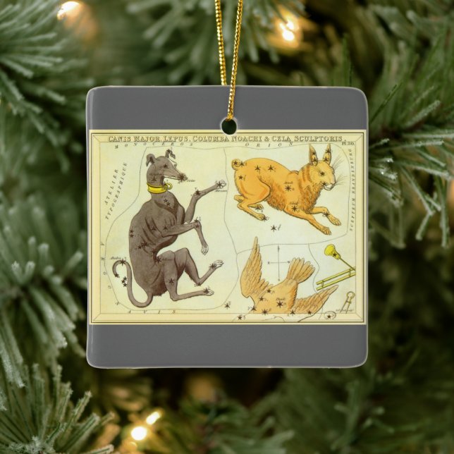 Urania-Spiegel, Vintage Astronomie-Himmelskarte Keramikornament (Baum)