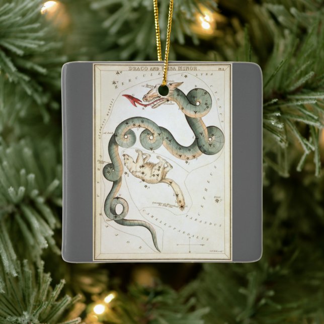 Urania-Spiegel, Vintage Astronomie-Himmelskarte Keramikornament (Baum)