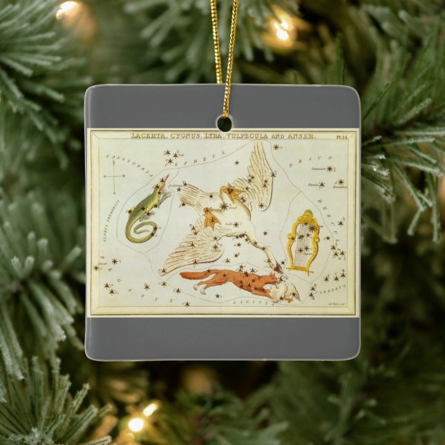 Urania-Spiegel, Vintage Astronomie-Himmelskarte Keramikornament (Baum)