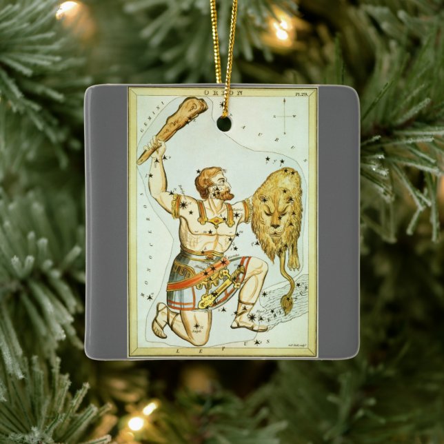 Urania-Spiegel, Vintage Astronomie-Himmelskarte Keramikornament (Baum)