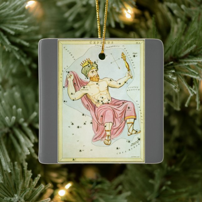 Urania-Spiegel, Vintage Astronomie-Himmelskarte Keramikornament (Baum)