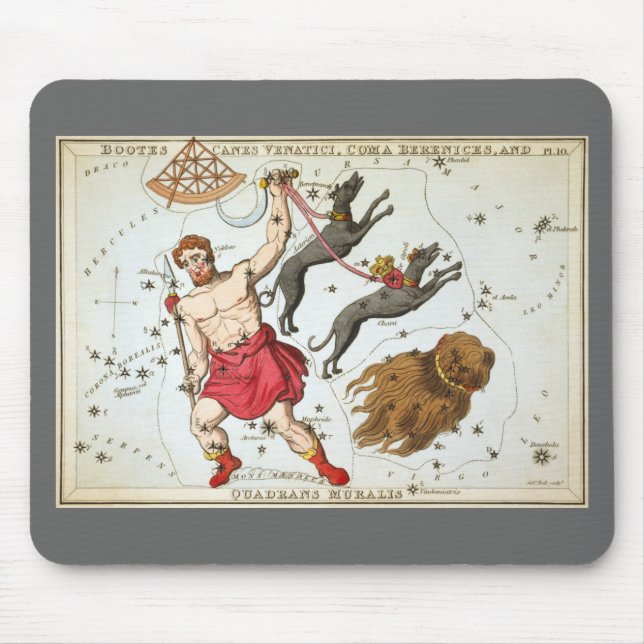 Urania-Spiegel, Vintage Astronomie-Himmelskarte Mousepad (Vorne)