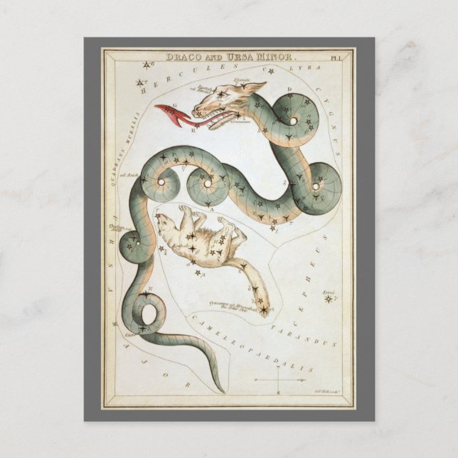 Urania-Spiegel, Vintage Astronomie-Himmelskarte Postkarte (Vorderseite)