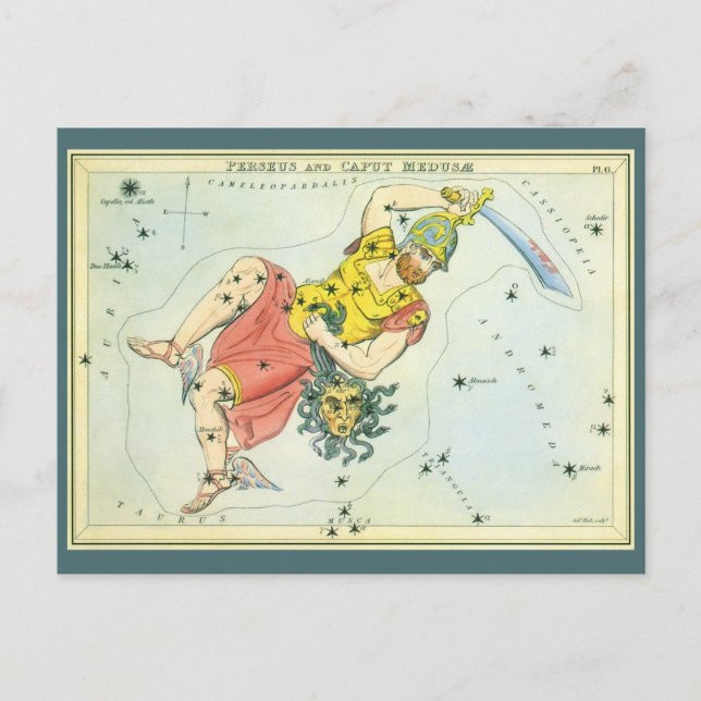 Urania-Spiegel, Vintage Astronomie-Himmelskarte Postkarte (Vorderseite)