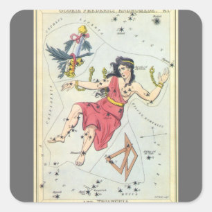 Urania-Spiegel, Vintage Astronomie-Himmelskarte Quadratischer Aufkleber