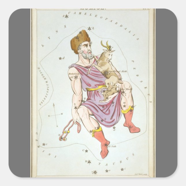 Urania-Spiegel, Vintage Astronomie-Himmelskarte Quadratischer Aufkleber (Vorderseite)